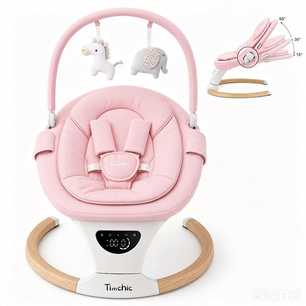 TimChic - Columpio eléctrico portátil para bebés, con detección automática de balanceo, 5 velocidades, 3 alturas, control remoto, para recién nacidos a 9...